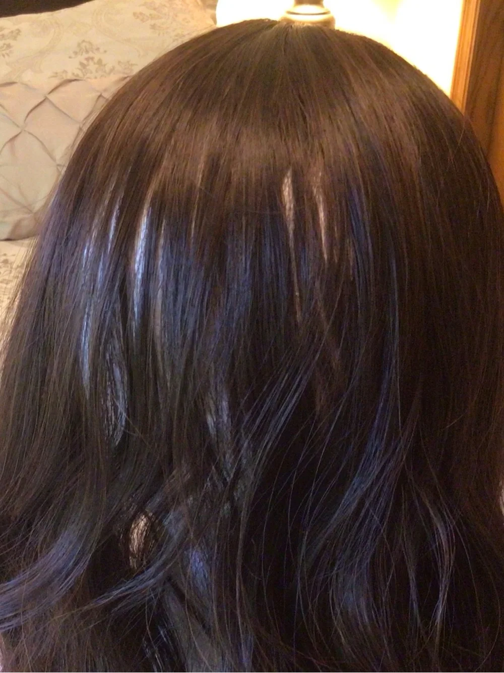 Dark Brown Synthetic Hair Topper 16 inch Long with Curled Ends